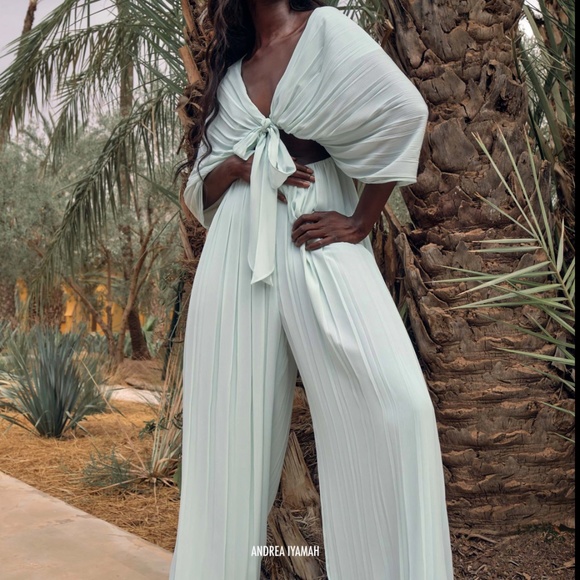 NWOT Andrea Iyamah Thero Jumpsuit - Mint Blue - Picture 5 of 13